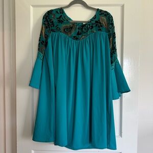 Umgee Velvet Bell Sleeve Dress